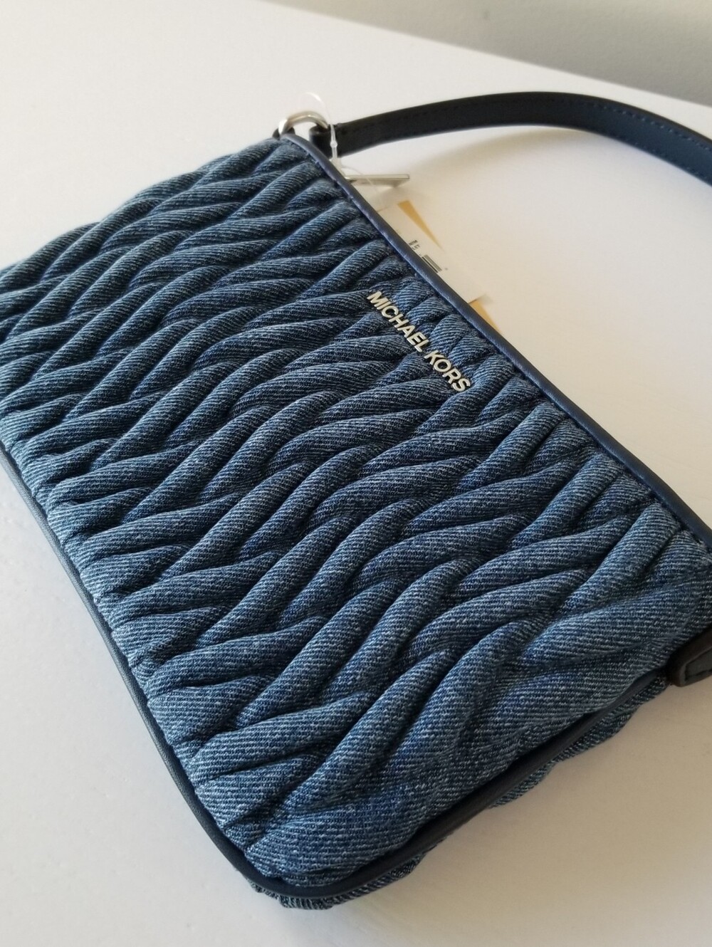 Michael Kors Jet Set Matelasse Denim Wristlet Hand Bag NWT - Picture 5 of 11